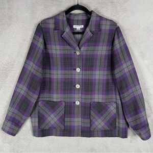 Pendleton 49er Jacket Women's Large Purple Gray Plaid Wool Button Up Shacket